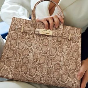 Birkin inspired snake print satchel handbag